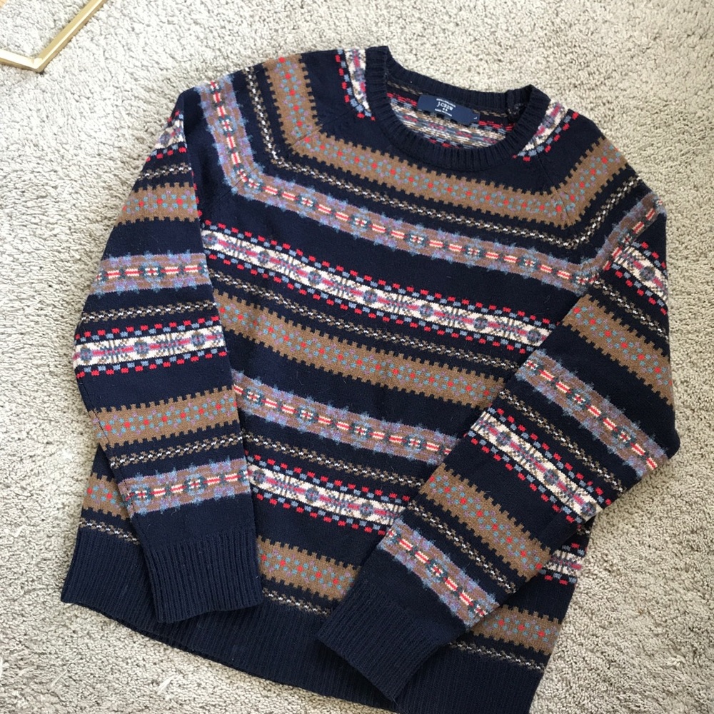 J.Crew Mens Lambswool Fair isle Nordic sweater L